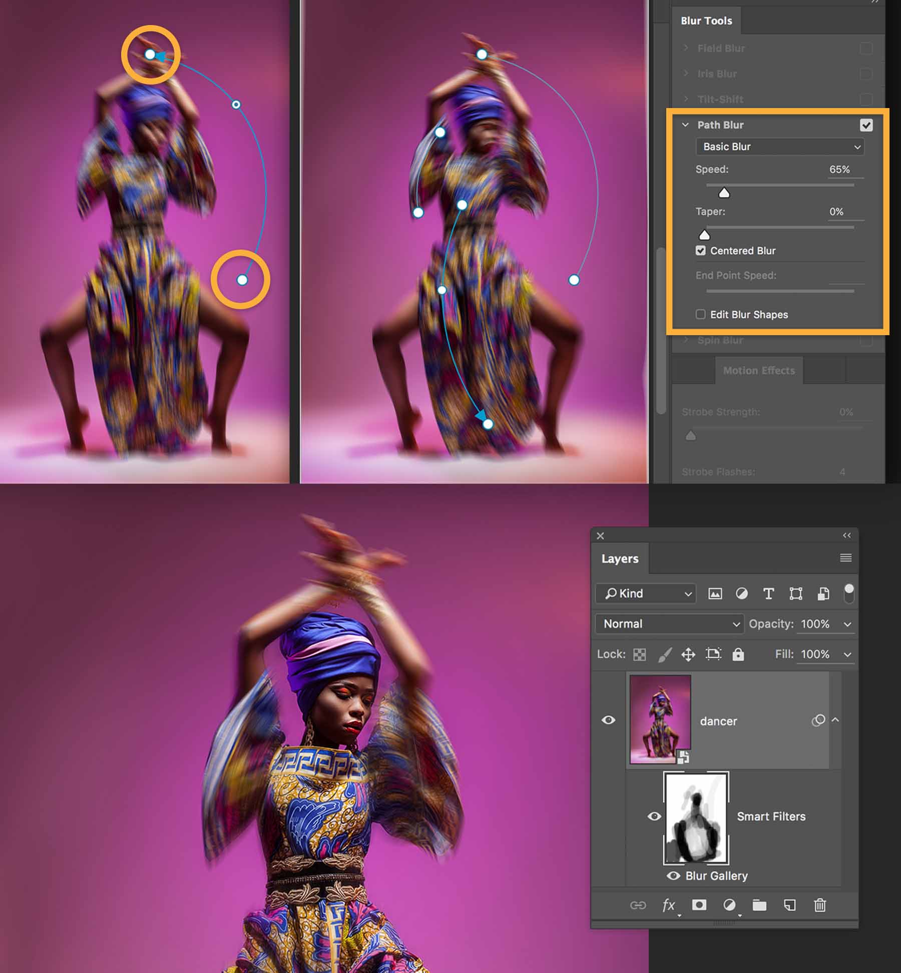Photoshop blur gallery UI example