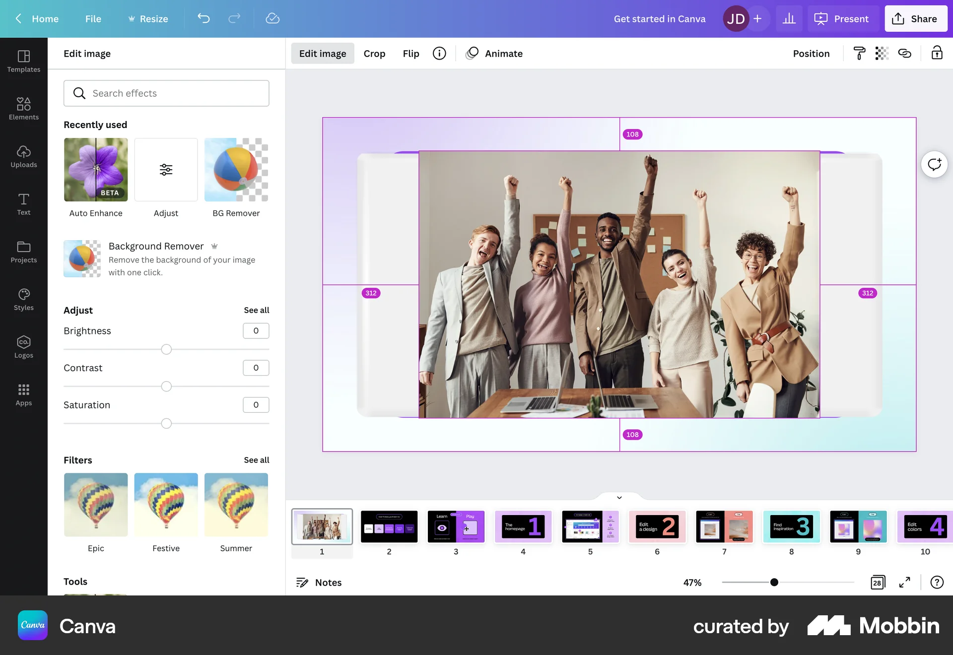 Desktop photo editor blur UI example
